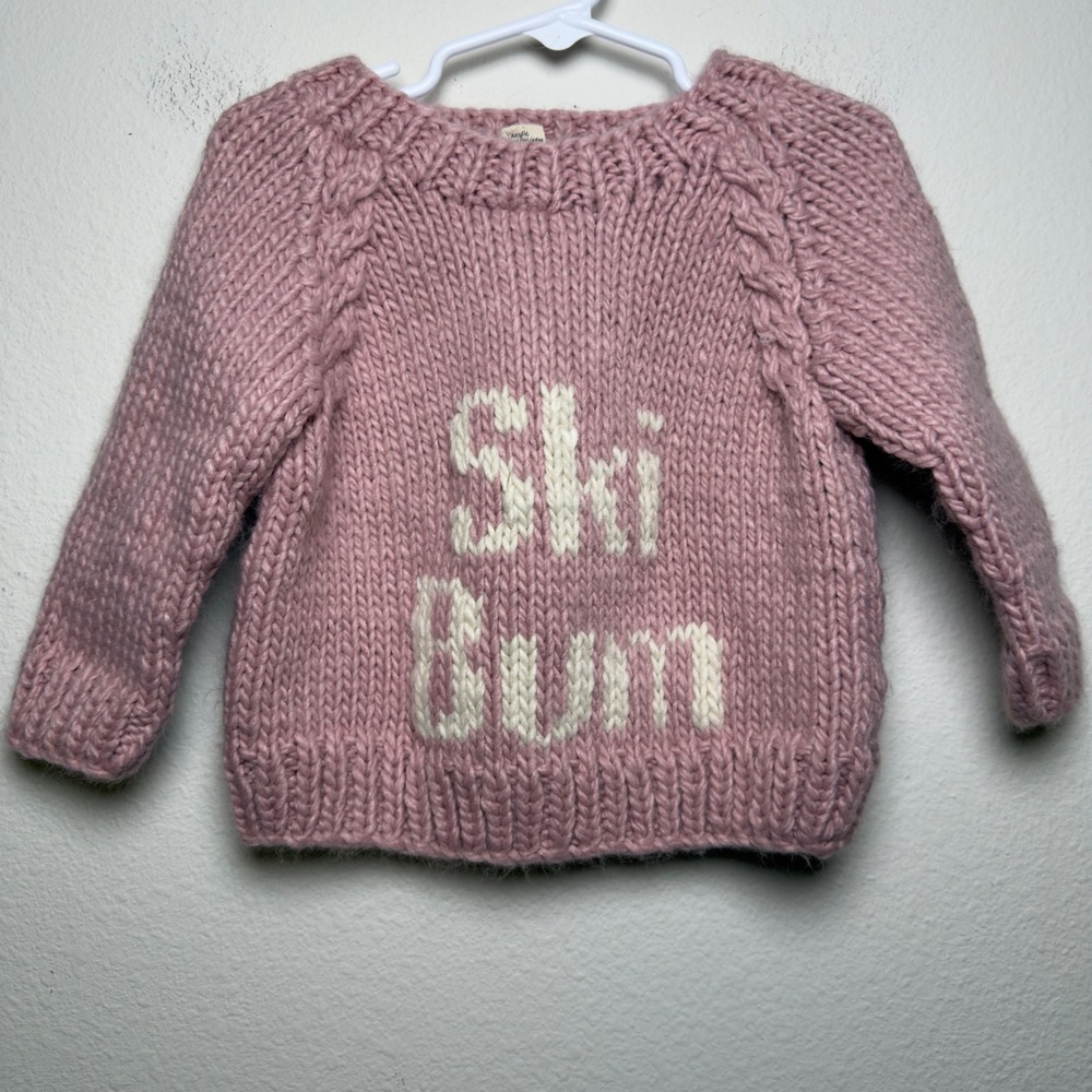 Huggalugs Girls Sweater 2-3T Pink Ski Bum Chunky Knit Winter Apres Ski